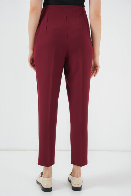 6650 Yüksek Bel Kumaş Pantolon - Bordo - 6