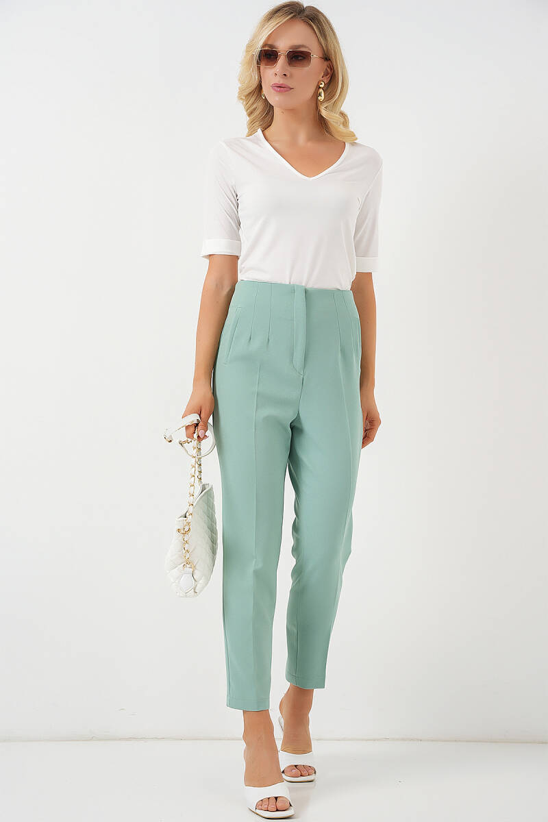 6650 Yüksek Bel Kumaş Pantolon - Mint - BİGDART