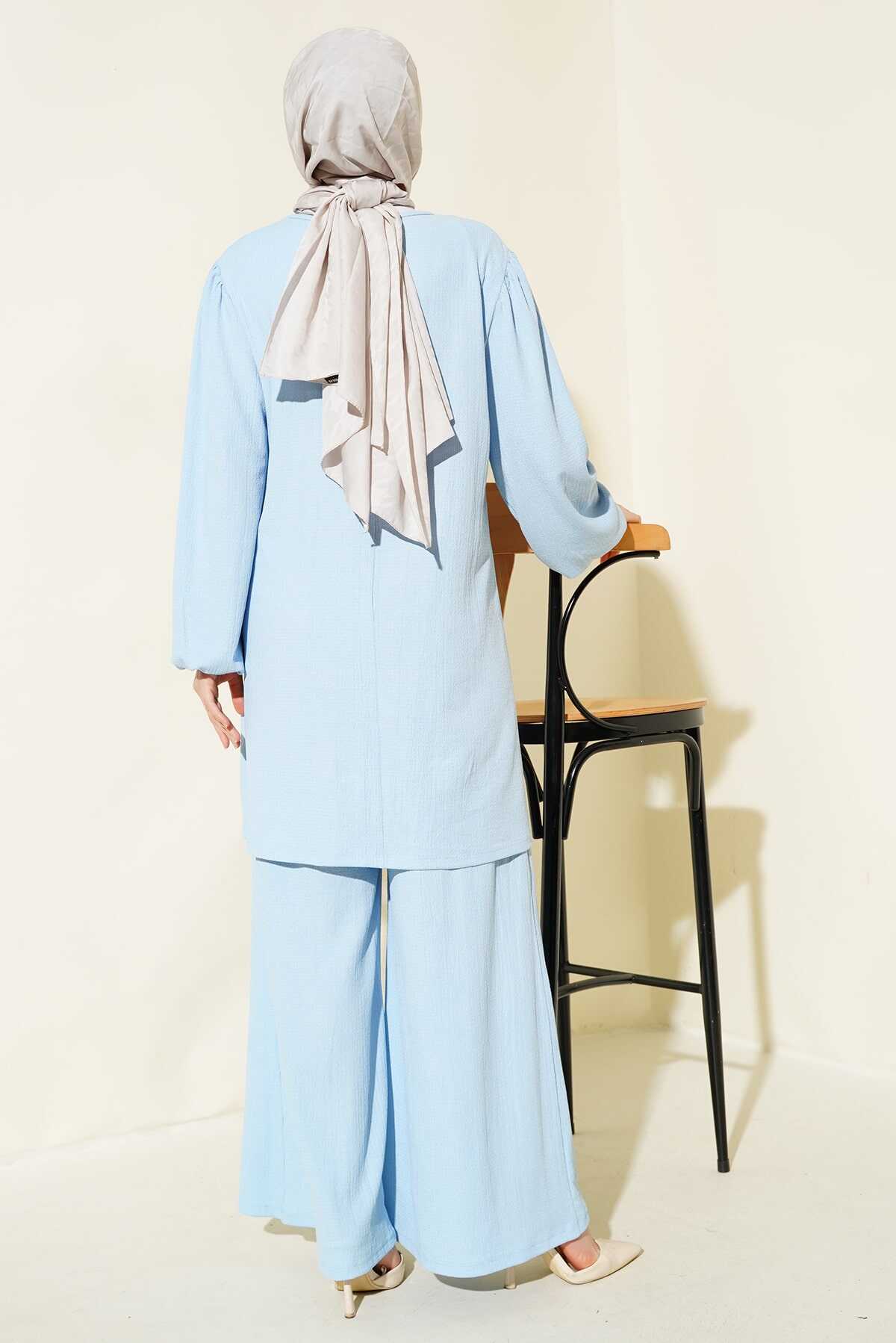 Kadın Mavi Tunik Pantolon Alt Üst Takım 6663 - 5
