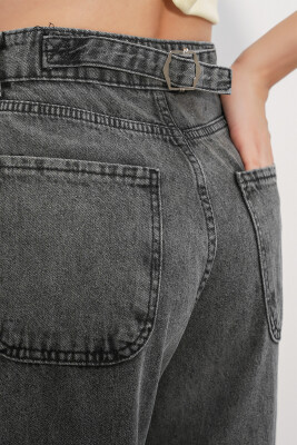 6689 Kadın Yüksek Bel Baggy Kot Pantolon - Antrasit - 5