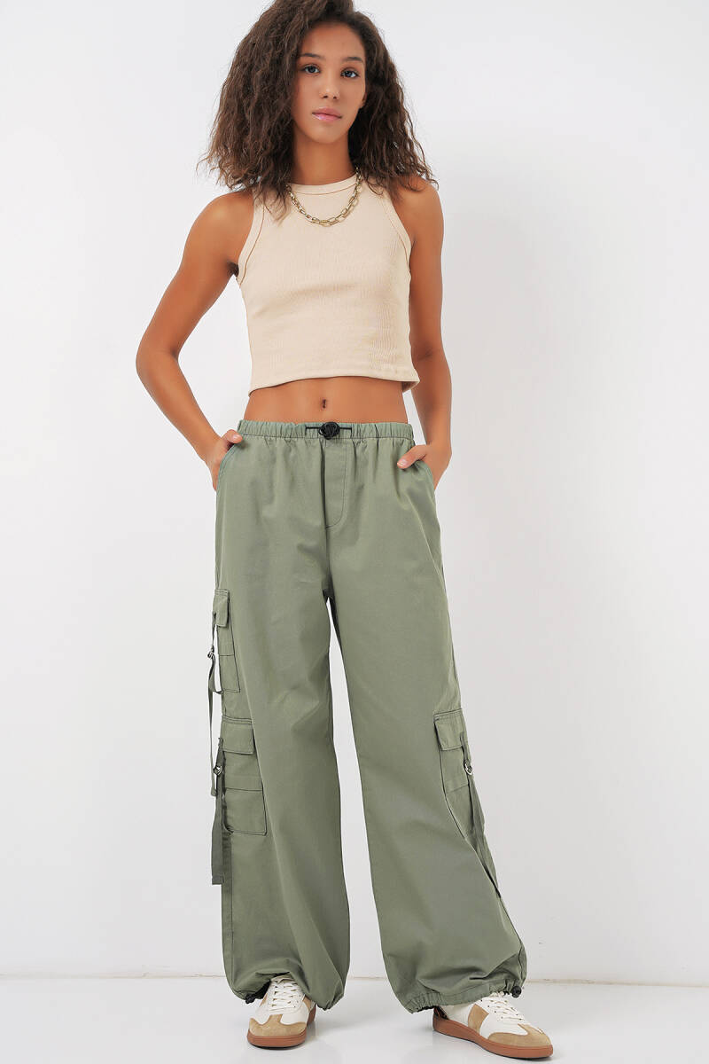 6691 Geniş Paça Kargo Pantolon - Çağla - BİGDART