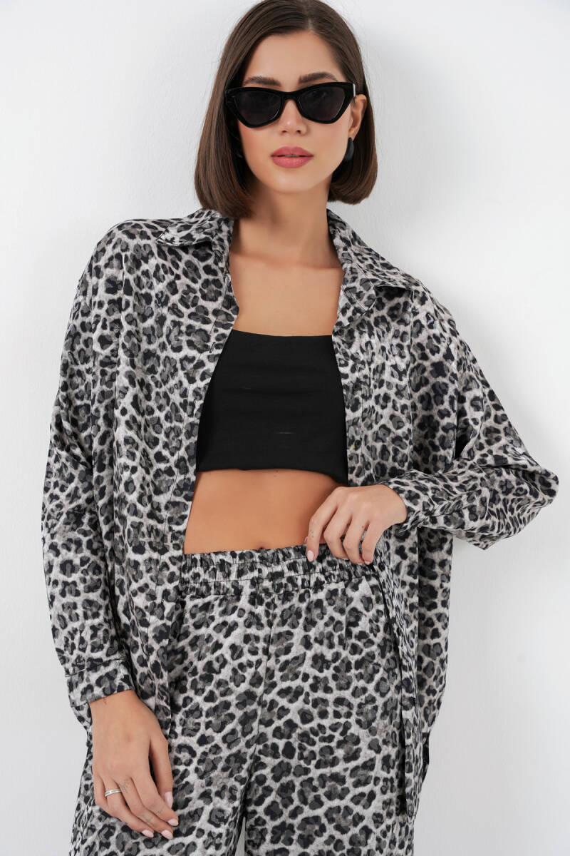 6699 Leopar Desenli Alt Üst Takım - Antrasit (1)