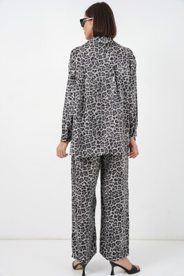 6699 Leopar Desenli Alt Üst Takım - Antrasit - 6