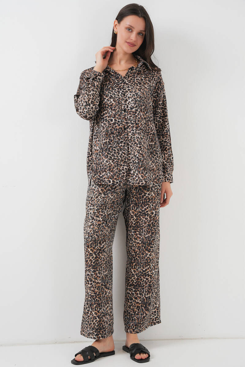 6699 Leopar Desenli Alt Üst Takım - C. Kahverengi - BİGDART