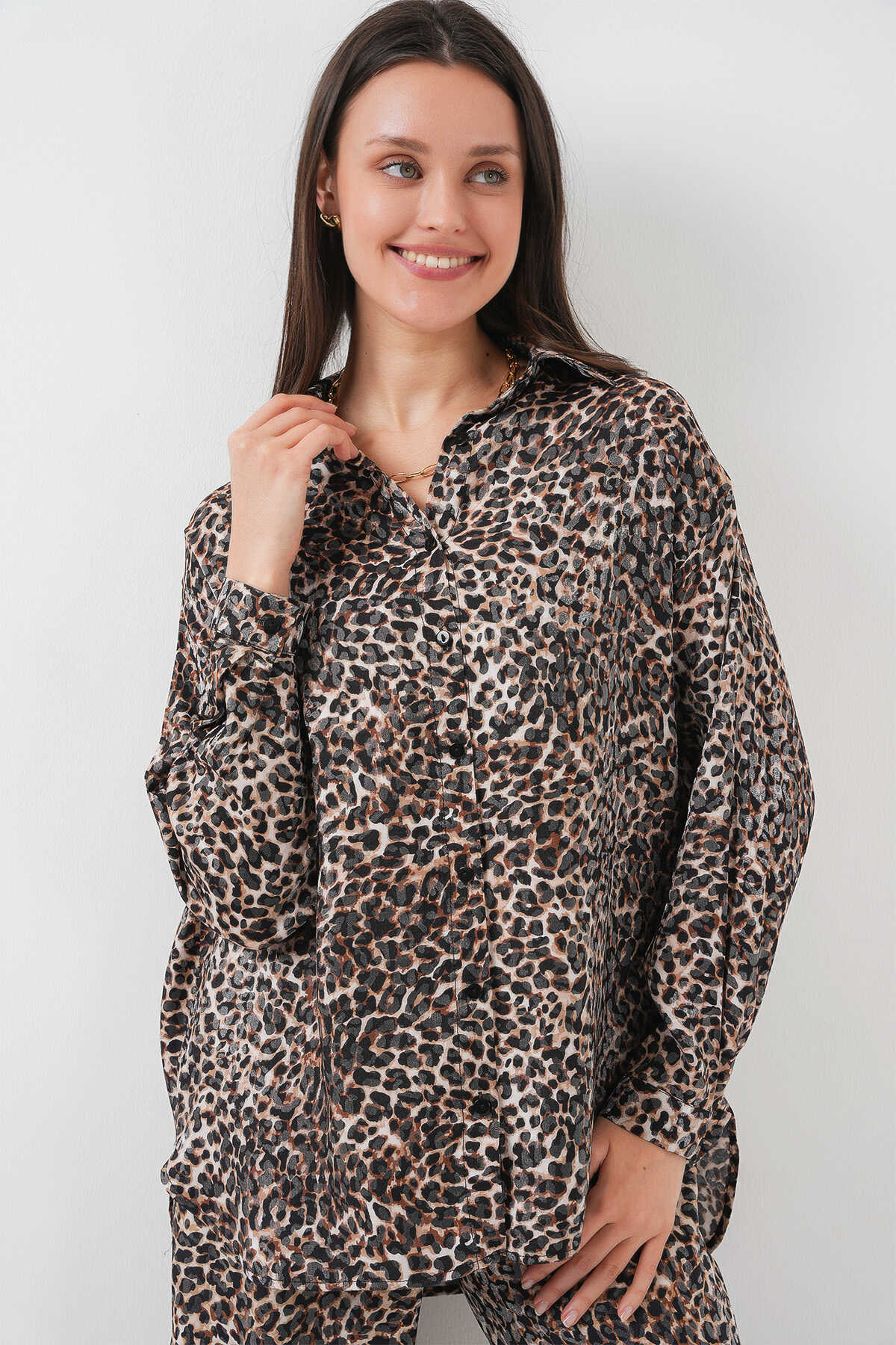 6699 Leopar Desenli Alt Üst Takım - C. Kahverengi - 2