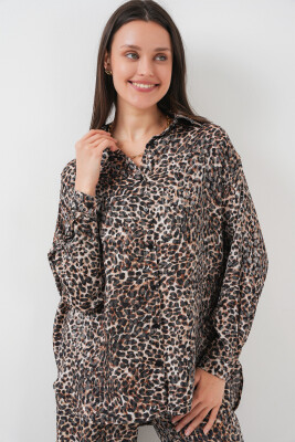 6699 Leopar Desenli Alt Üst Takım - C. Kahverengi - 2