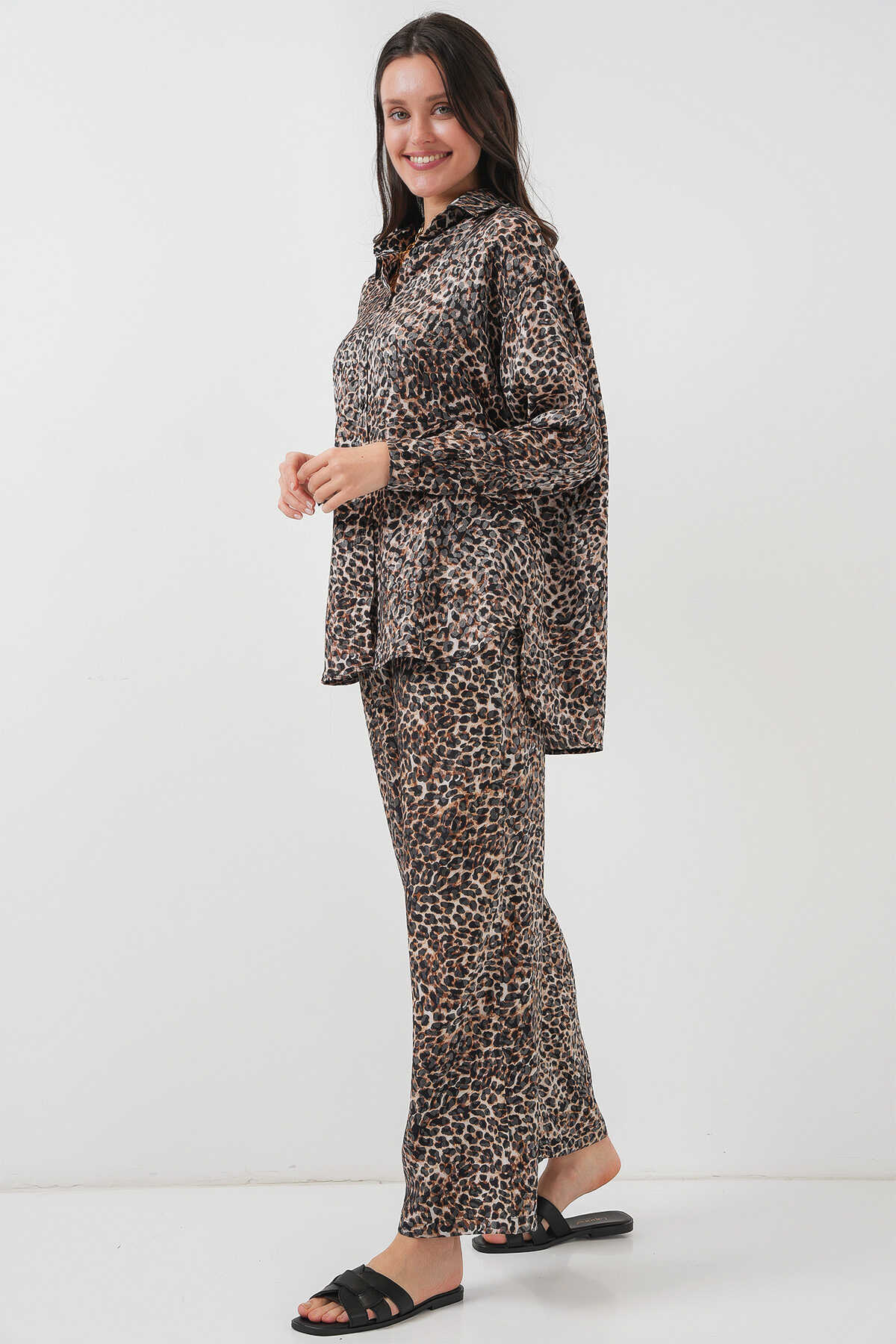 6699 Leopar Desenli Alt Üst Takım - C. Kahverengi - 3