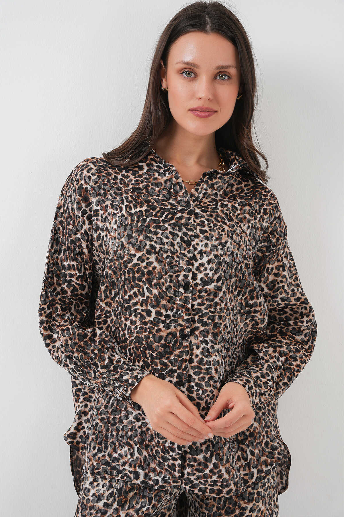 6699 Leopar Desenli Alt Üst Takım - C. Kahverengi - 4