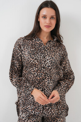 6699 Leopar Desenli Alt Üst Takım - C. Kahverengi - 4