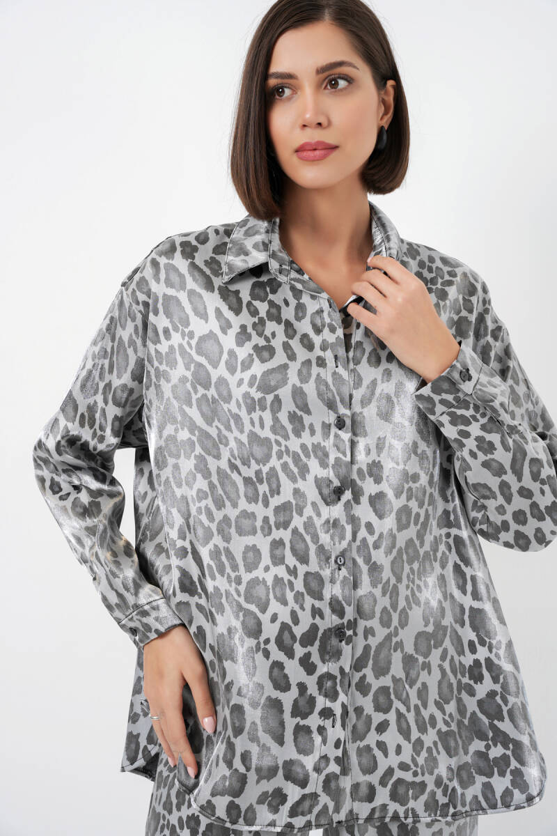 6699 Leopar Desenli Alt Üst Takım - Gri (1)