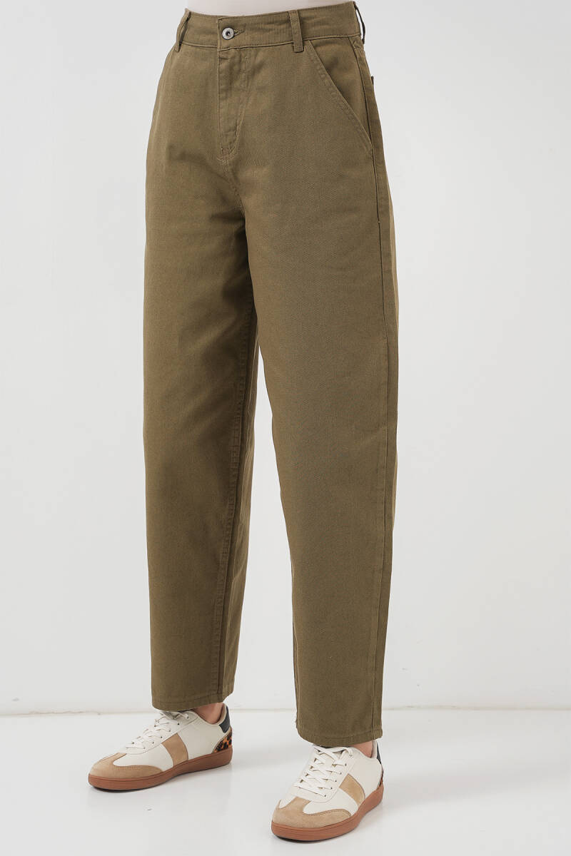 6703 Yüksek Bel Kot Pantolon - Haki (1)