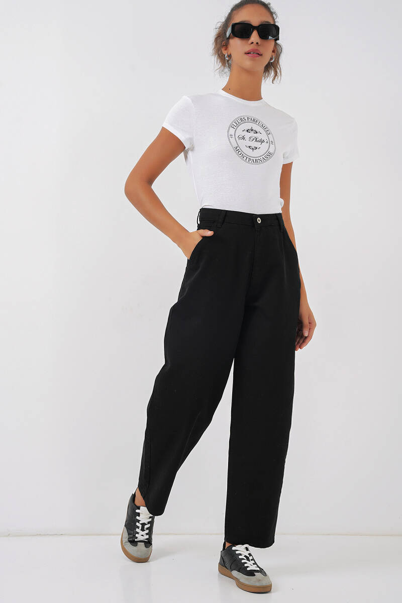 6703 Yüksek Bel Kot Pantolon - Siyah (1)