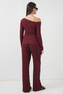 6708 Düşük Omuz Alt Üst Takım - Bordo - 6
