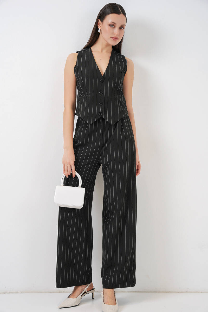 6709 Kadın Yelek Pantolon İkili Takım - D. Siyah - BİGDART