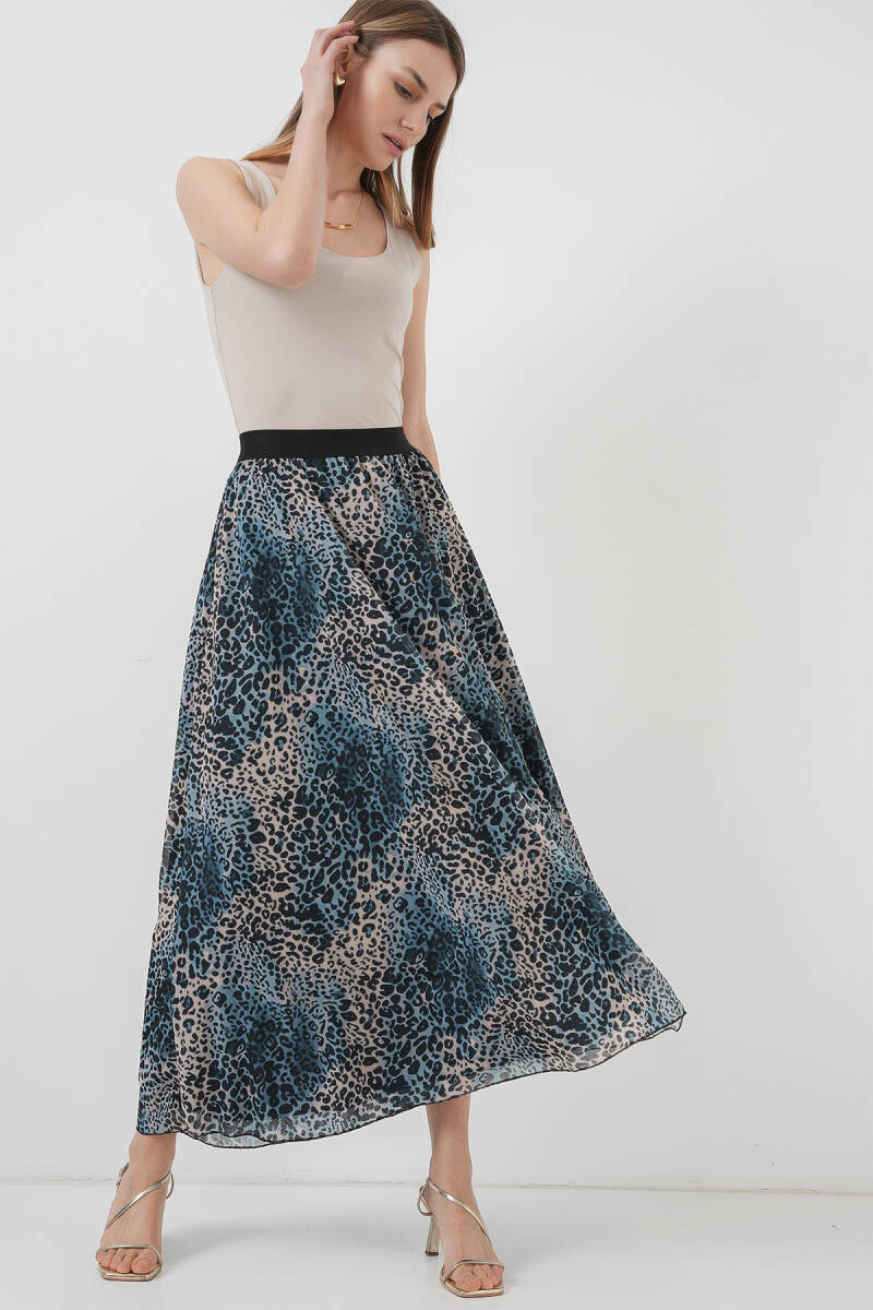 8032 Uzun Şifon Etek - İndigo - BİGDART