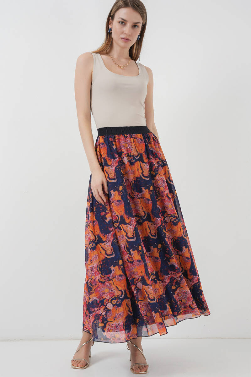 8032 Uzun Şifon Etek - Turuncu - BİGDART