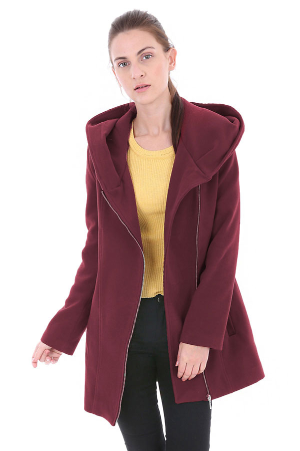 9002 FERMUARLI KAŞE KABAN - Bordo - BİGDART