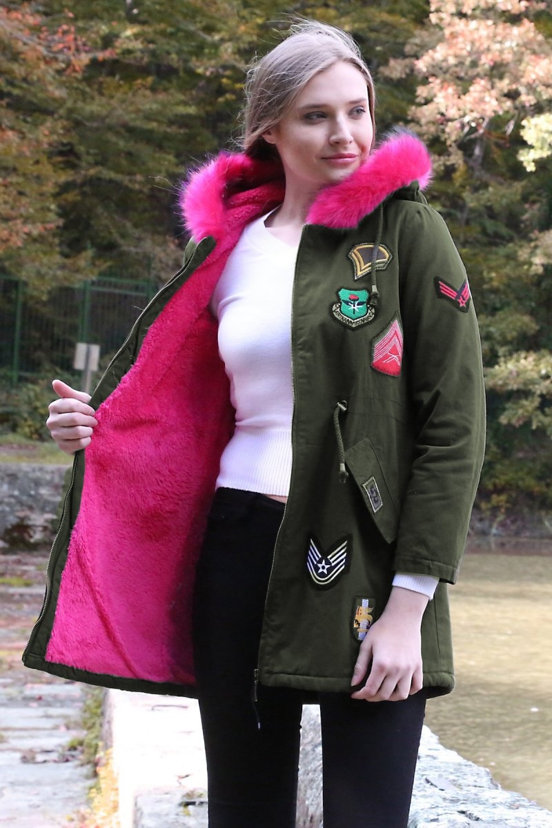 9012 ARMALI PELUŞLU KABAN - Haki - BİGDART