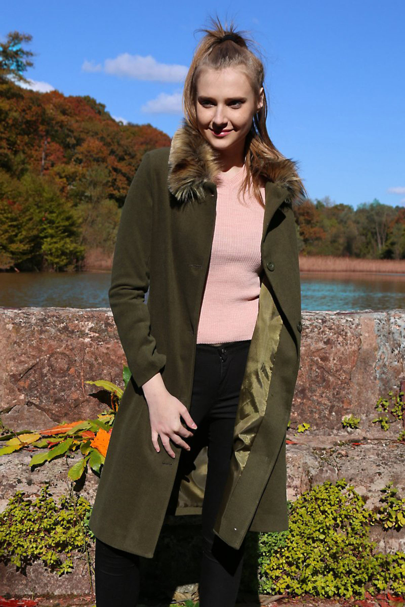 9017 KÜRKLÜ KAŞE KABAN - Haki - BİGDART