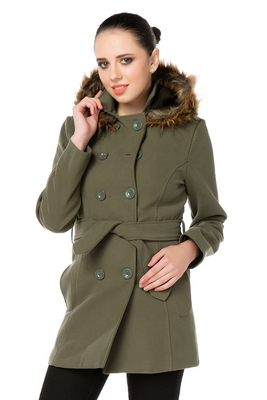 9021 KAPŞONLU KAŞE KABAN - Haki - BİGDART