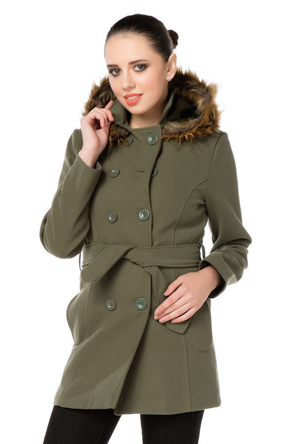 9021 KAPŞONLU KAŞE KABAN - Haki - BİGDART