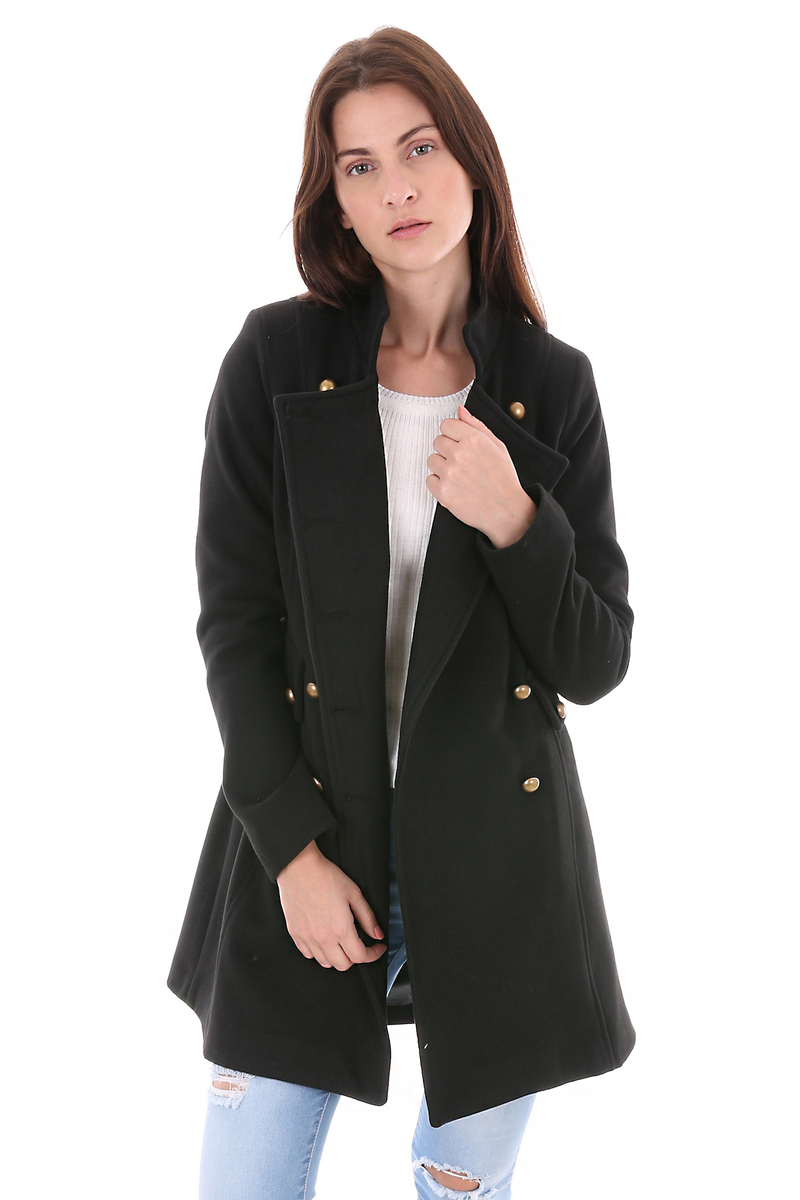 9042 METAL DÜĞMELİ KAŞE KABAN - Siyah - BİGDART