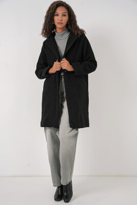 9082 Oversize Kaşe Kaban - Siyah - 2