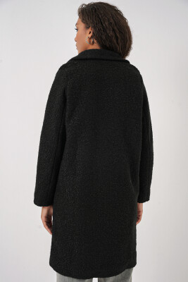 9082 Oversize Kaşe Kaban - Siyah - 6
