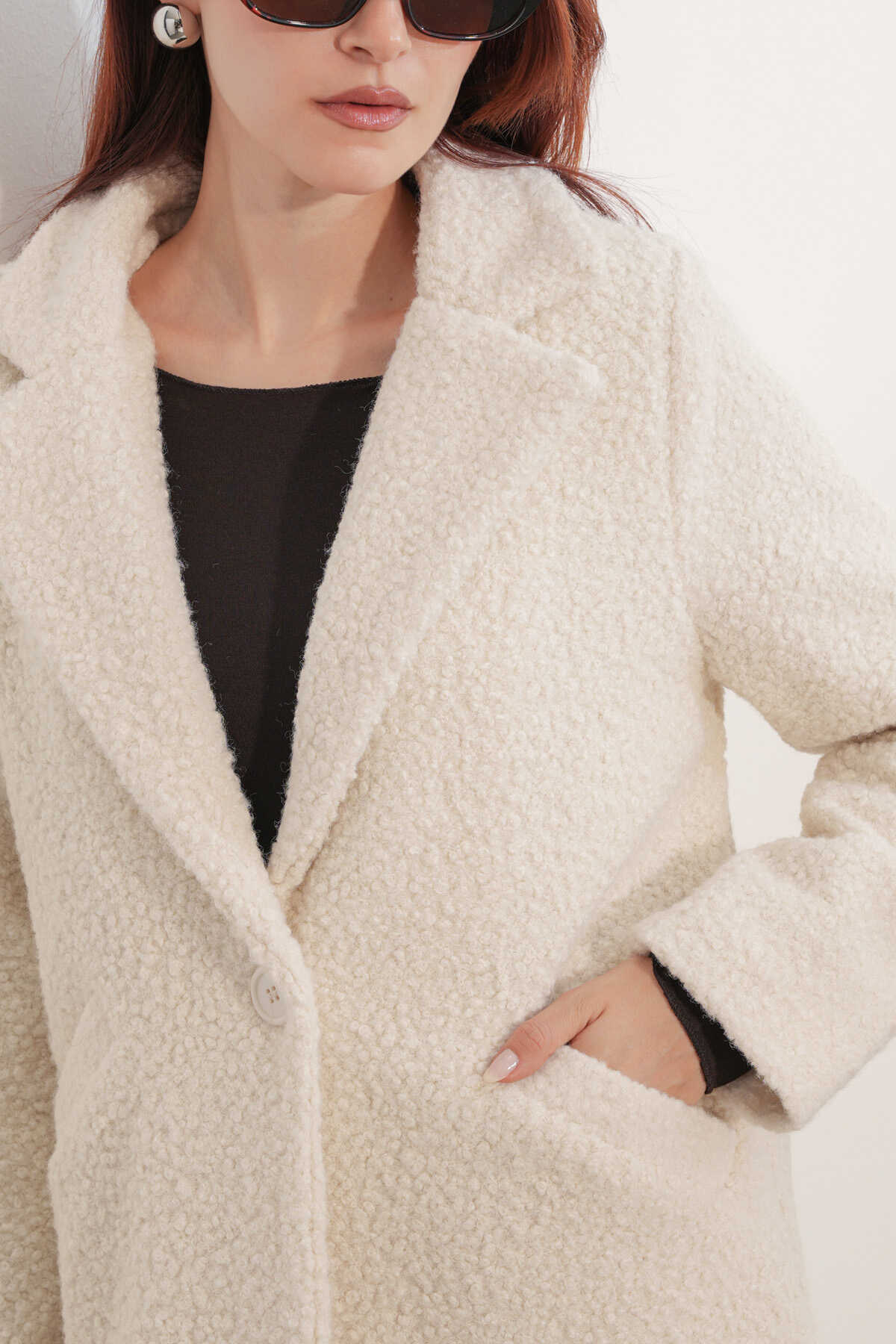 9082 Oversize Kaşe Kaban - M. Krem - 5