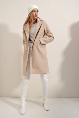 9085 Kaşe Kaban - Bej - 4
