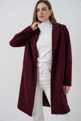 9085 Kaşe Kaban - Bordo - 3