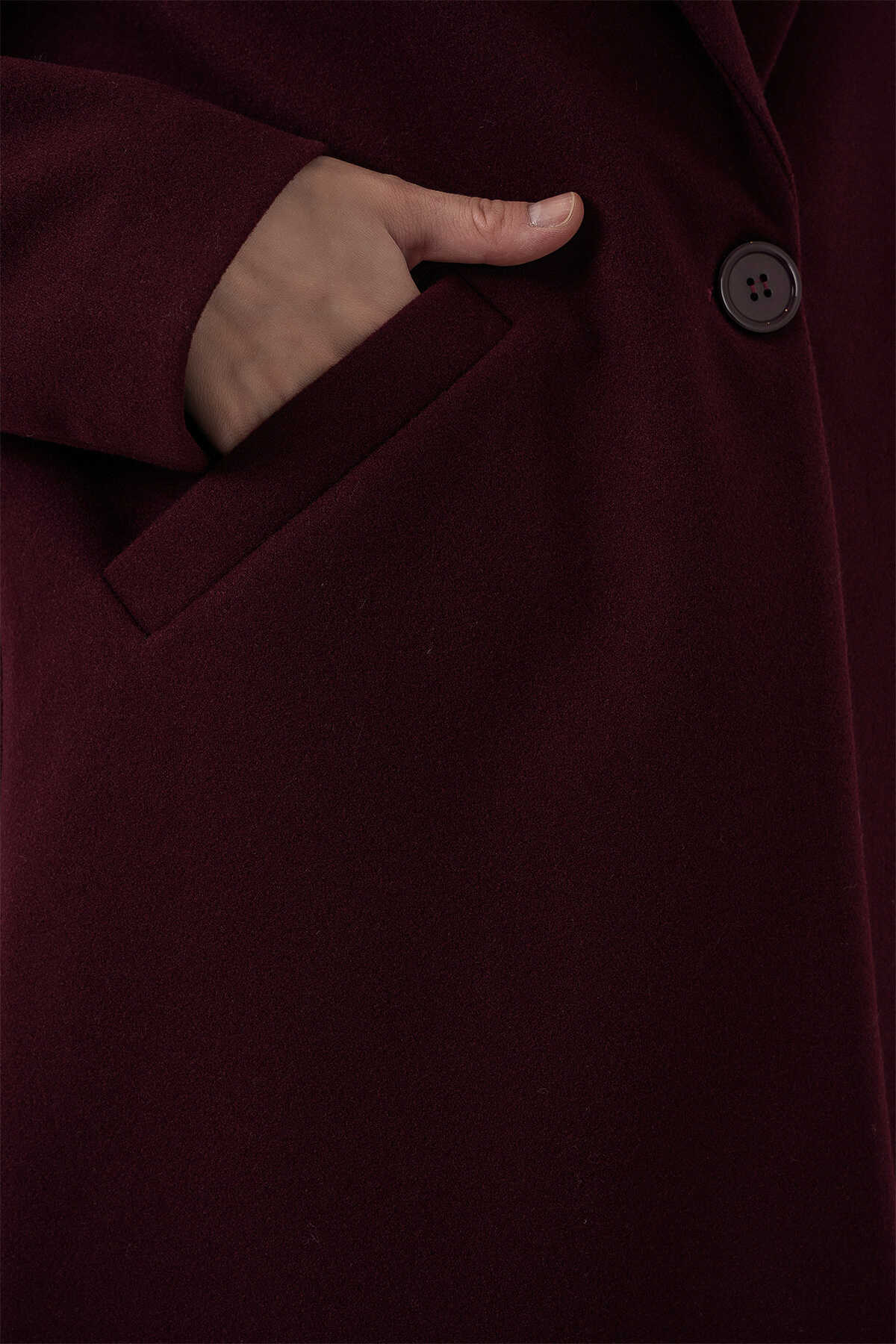 9085 Kaşe Kaban - Bordo - 5