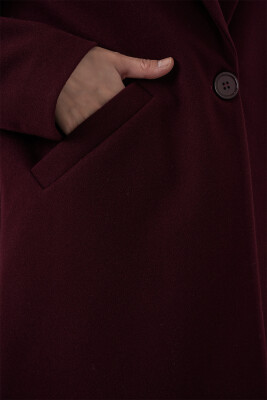 9085 Kaşe Kaban - Bordo - 5