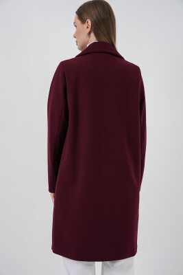 9085 Kaşe Kaban - Bordo - 6
