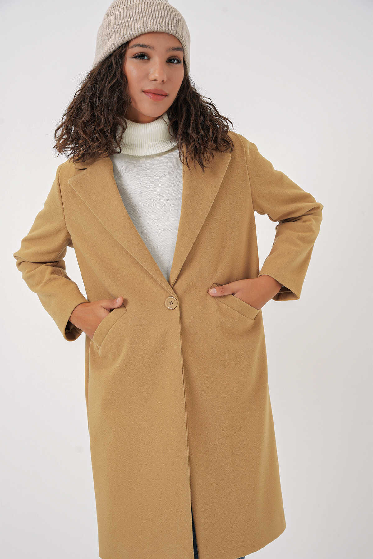9085 Kaşe Kaban - Hardal - 3