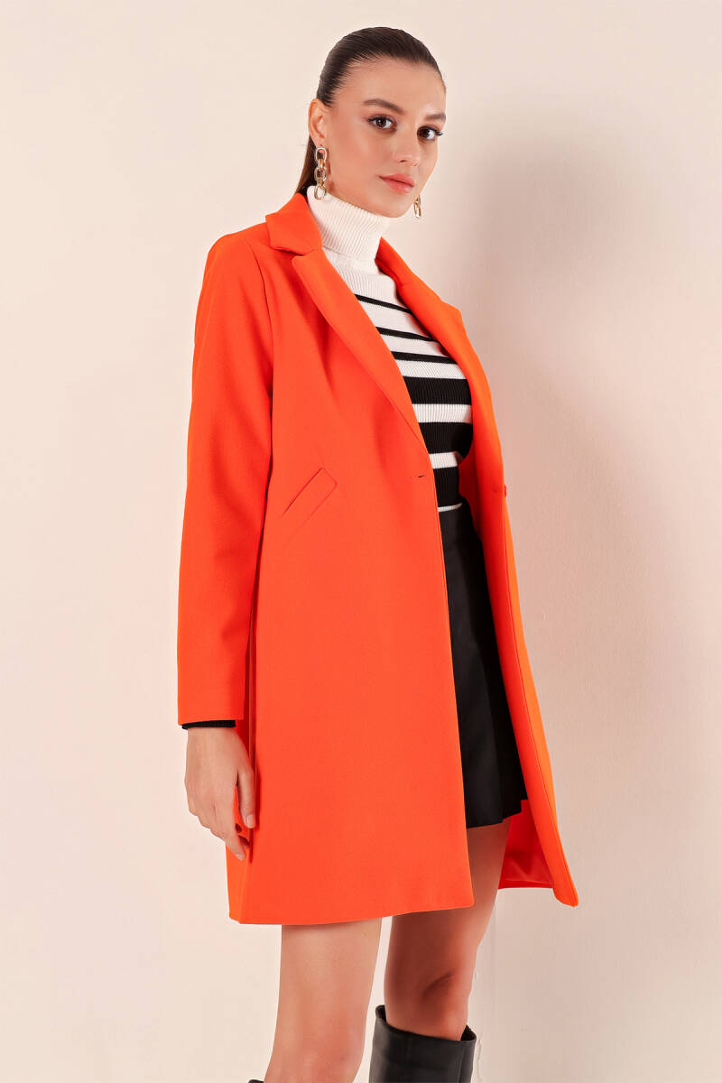 9085 Kaşe Kaban - Turuncu - BİGDART