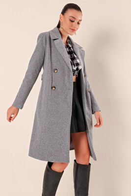 9095 Kruvaze Yaka Kaşe Kaban - A.Gri - BİGDART