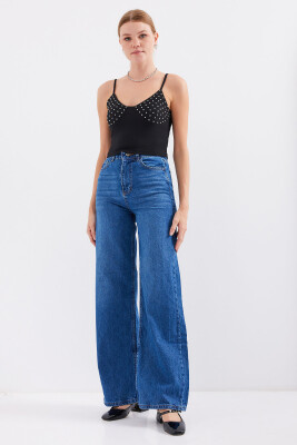 918 İp Askılı Crop Top - Siyah - 2