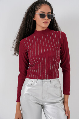 922 Taşlı Body - Bordo - 3