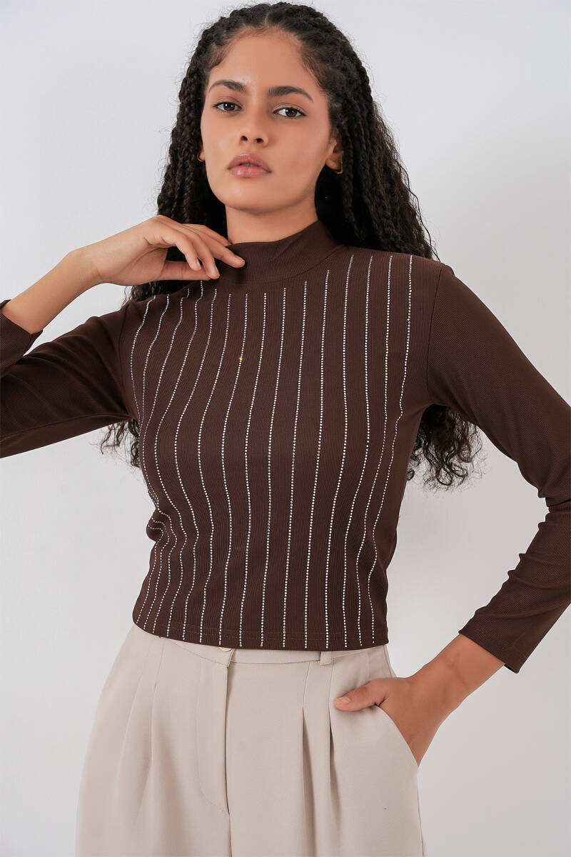 922 Taşlı Body - Kahverengi - BİGDART