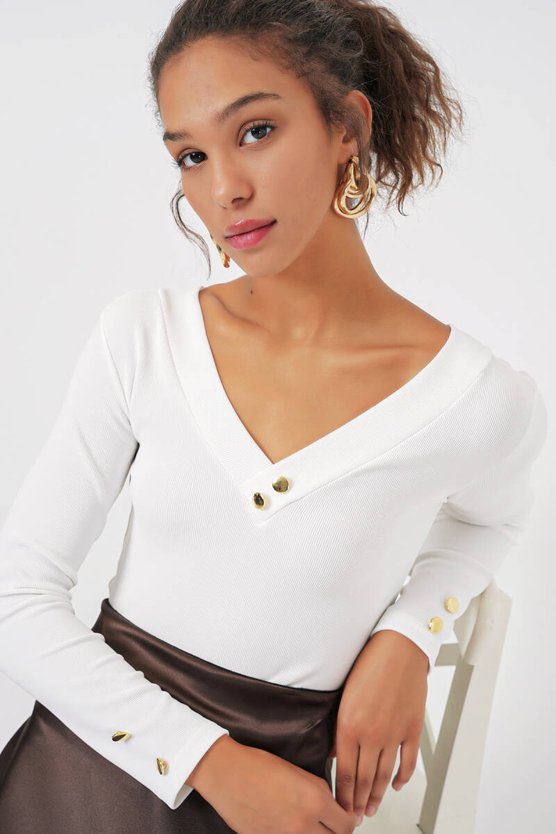 923 Uzun Kollu Body - Beyaz - BİGDART