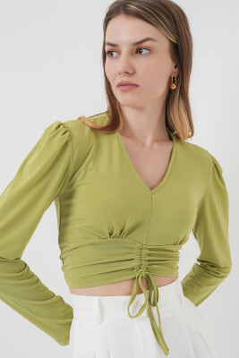 936 Sandy Crop Bluz - E.Yeşil 
