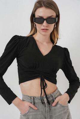 936 Sandy Crop Bluz - Siyah 