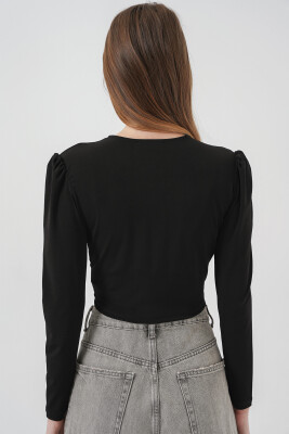 936 Sandy Crop Bluz - Siyah - 6
