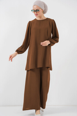 Ayrobin Tunik Pantolon Alt Üst Takım 6712 - Kahverengi 