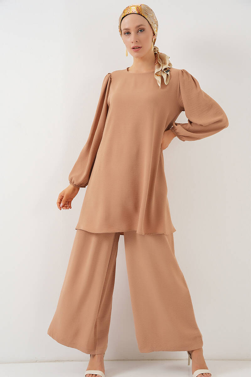Ayrobin Tunik Pantolon Alt Üst Takım 6712 - Vizon - BİGDART