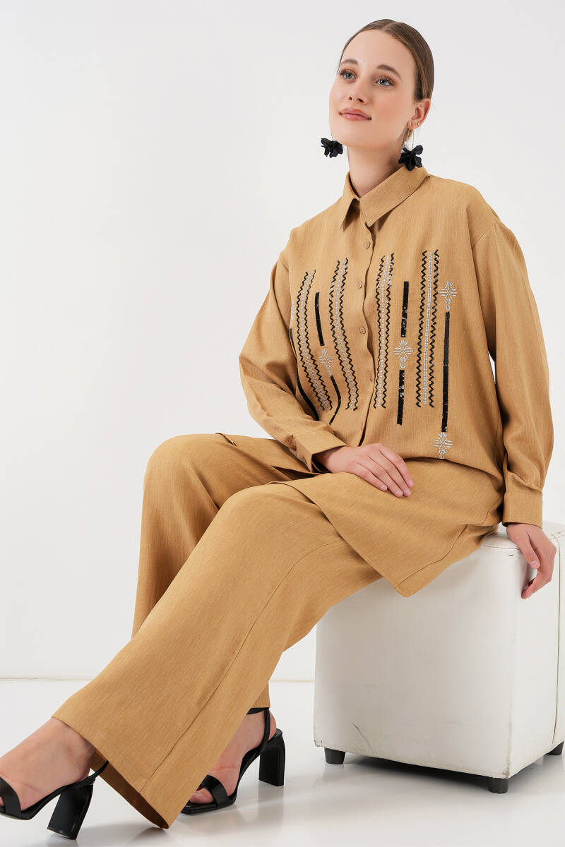 Desenli Tunik Pantolon İkili Takım 6720 - Bisküvi - BİGDART
