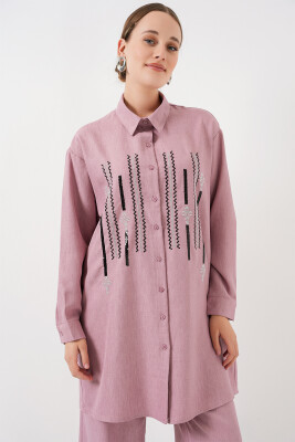Desenli Tunik Pantolon İkili Takım 6720 - Gül Kurusu - 2