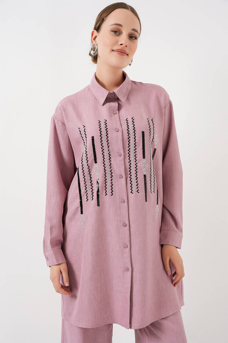 Desenli Tunik Pantolon İkili Takım 6720 - Gül Kurusu (1)