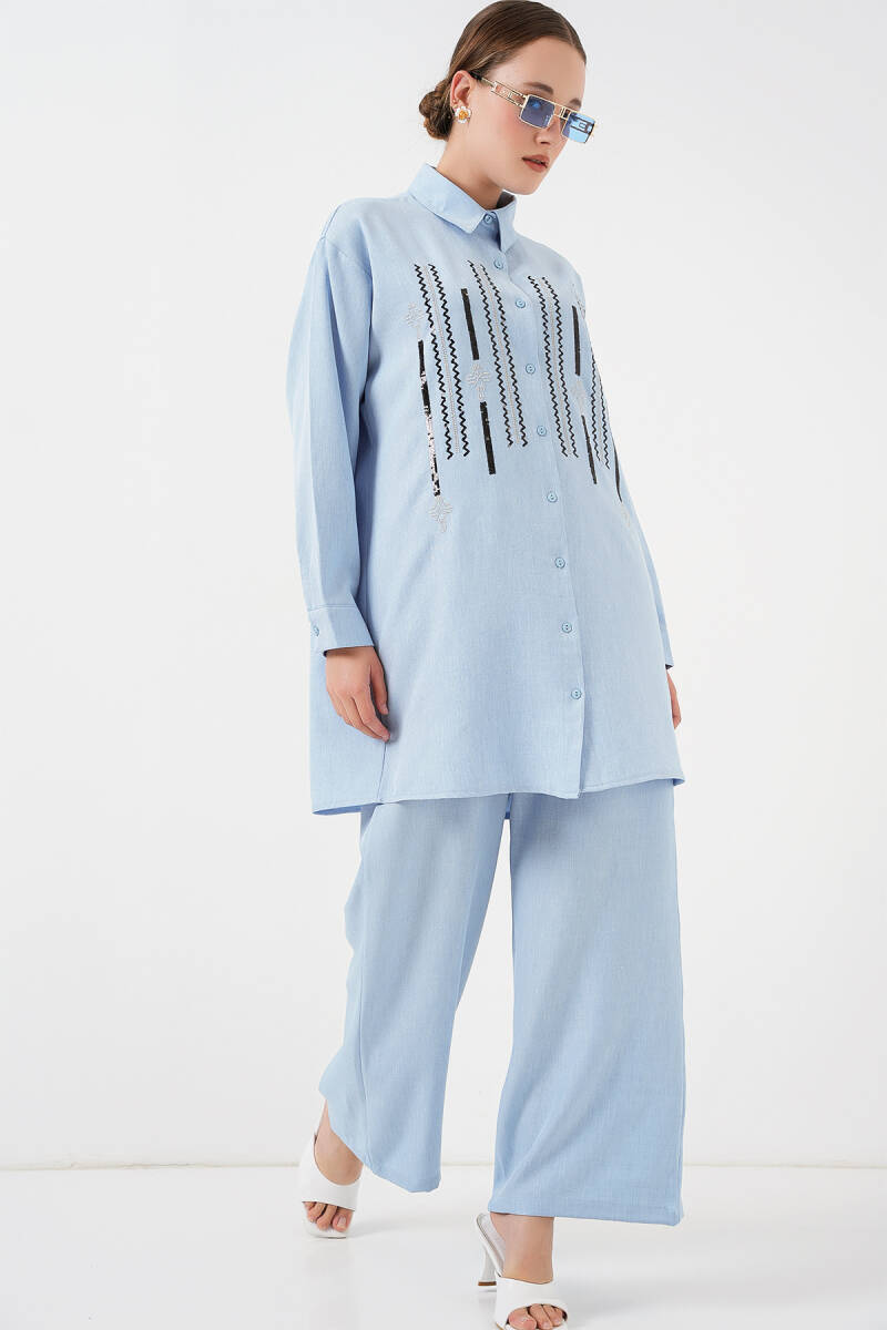 Desenli Tunik Pantolon İkili Takım 6720 - Mavi - BİGDART